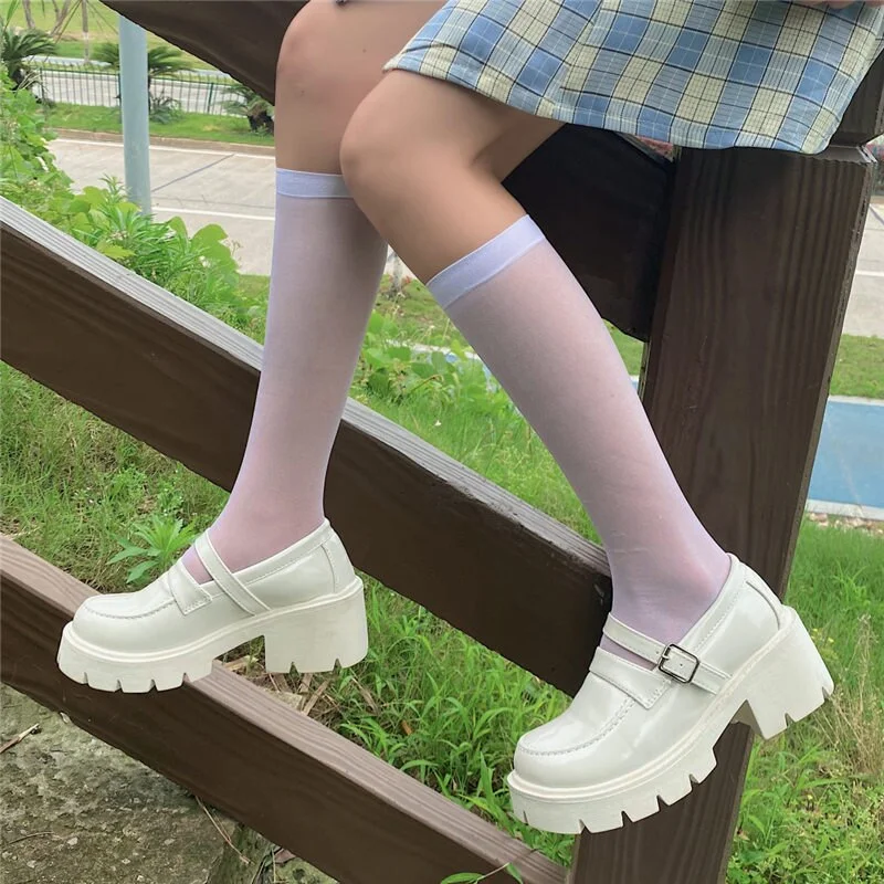 white Women Shoes Japanese Style Lolita Shoes Women Vintage Soft High Heel Platform shoes College Student Mary Jane shoes 2021