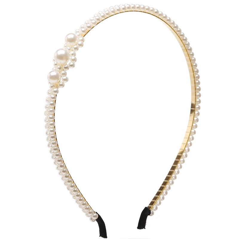 Sweet Geometric Alloy Inlay Artificial Pearls Hair Band