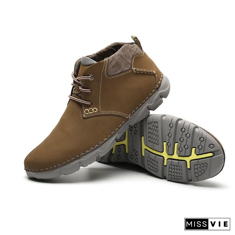 Men Ankle Boots Fashion Men Shoe Vintage Style Leather Male Outdoor Casual Boots Work Footwear