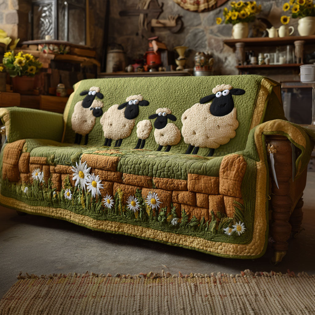 Pebble Wool Parade Quilted Sofa Cover NCU0PT11122 everthome