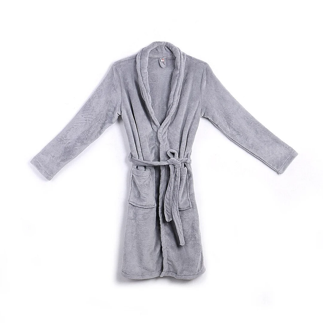 Fashion Casual Mens Bathrobes Robe V Neck Long Sleeve Couple Men Woman Robe Plush Shawl Kimono Warm Male Bathrobe Coat