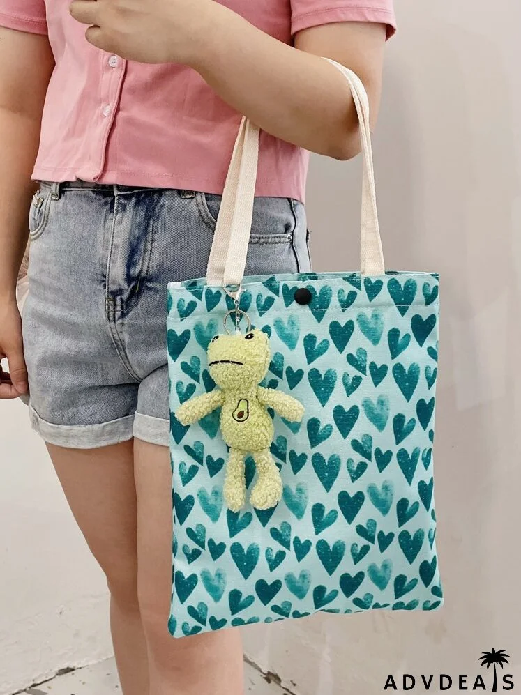 Cartoon Charm Heart Pattern Tote Bag