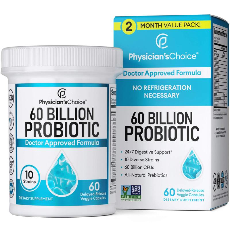 🎁[Free Shipping]Physician's CHOICE Probiotics 60 Billion CFU - 10 Strains + Organic Prebiotics - Immune, Digestive & Gut Health - Supports Occasional Constipation, Diarrhea, Gas & Bloating - for Women & Men - 60ct