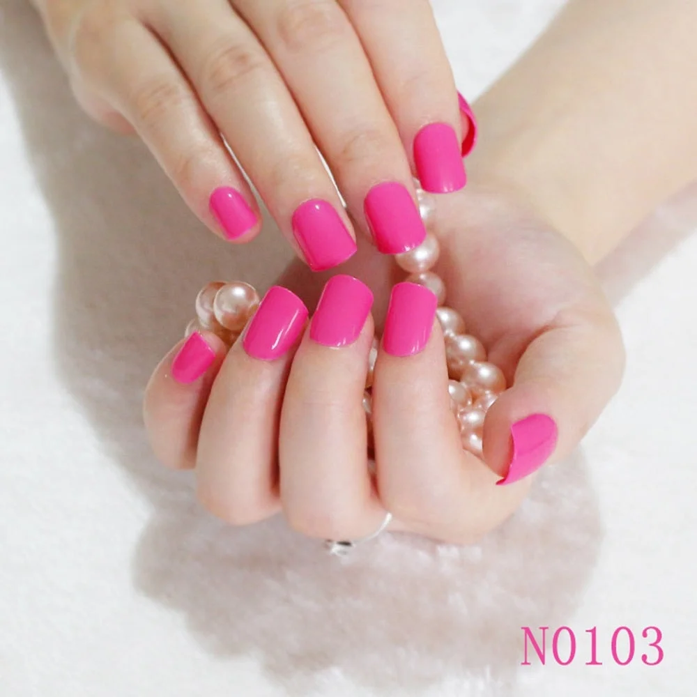 Pure Light Pink Artificial Nails Candy Short Full Cover Tips Easy DIY Acrylic False Nail Manicure Accessories Salon Product F28-Nail Inspo