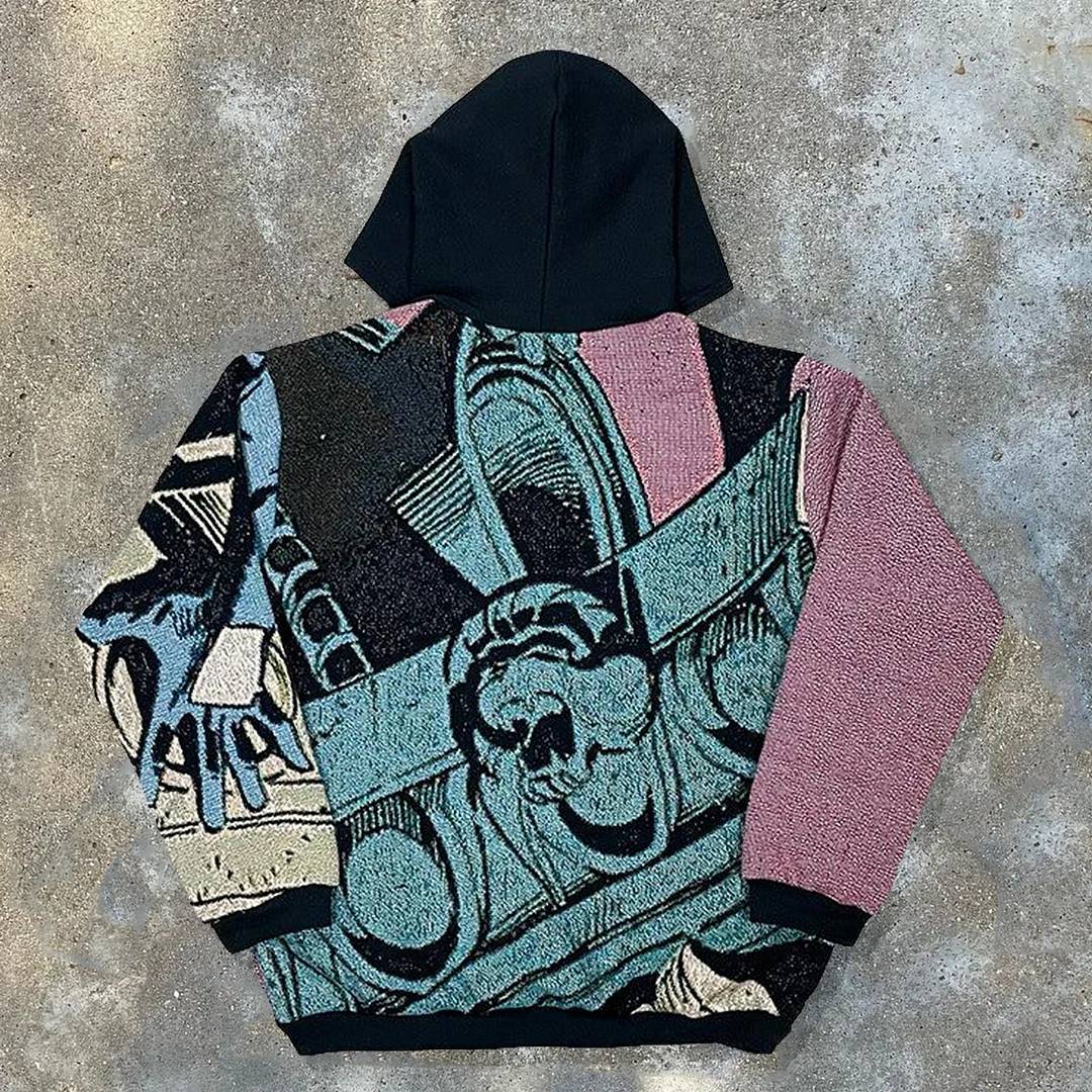 Symbiote Print Long Sleeve Tapestry Hoodies