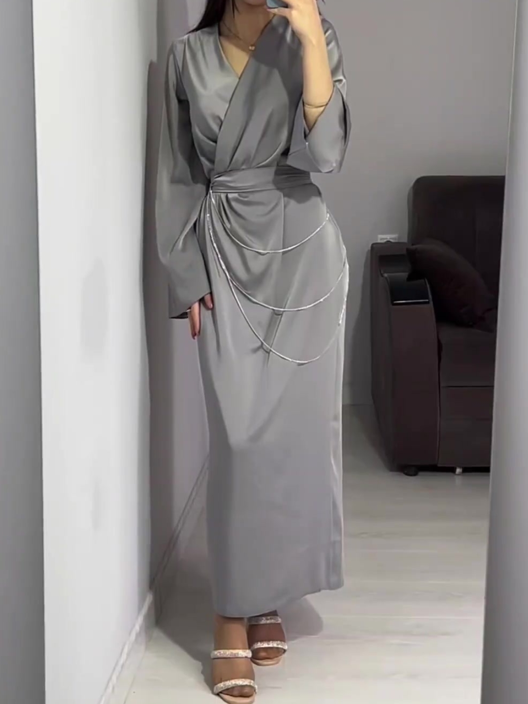Elegant Loose V-neck Strappy Dress | Oxredo Shop Ramadan Sale