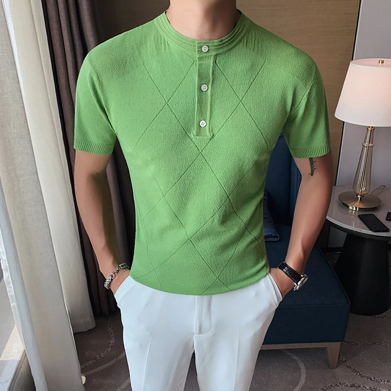 Mens Casual And Business Knited T-shirt