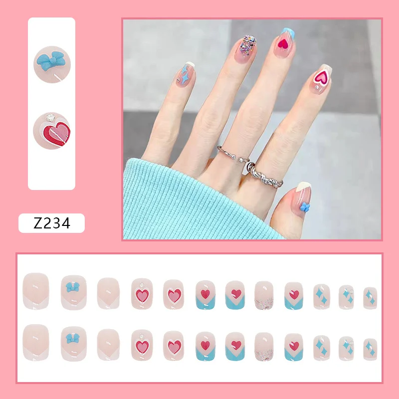 Churchf Churchf Wear A Soft Armour 24 Pieces Of Practice Nail Patch Love Bow Fresh And Sweet Detachable Products