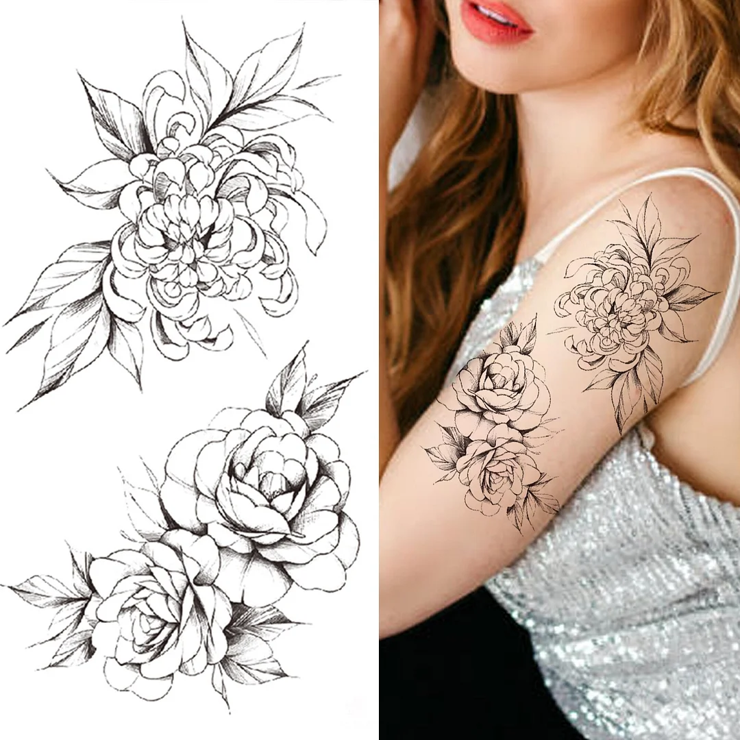 Crown Lion Cross Temporary Tattoos For Men Women Tiger Demon Rose Forest Fake Tattoos Forearm Thigh Half Sleeve Tatoos Stickers