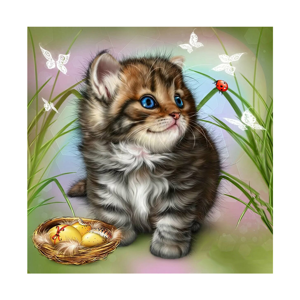 

Cat - 11CT Stamped Cross Stitch - 36*36CM, 501 Original