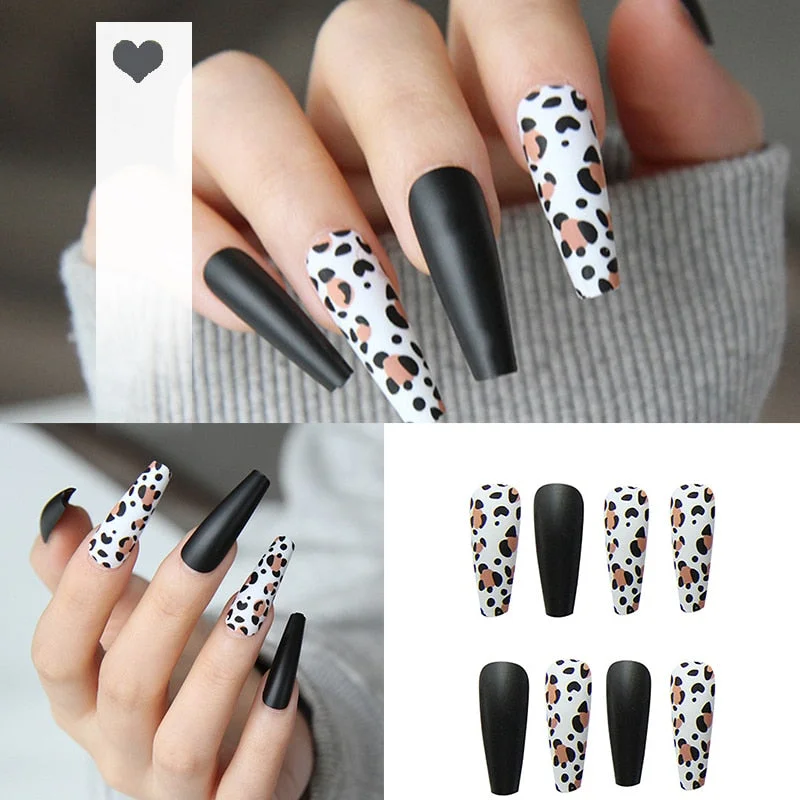 24PCS/box artificial nails with glue Milky white pink Gradients long Ballet Nail stick fake nail tips full cover acrylic-Nail Inspo