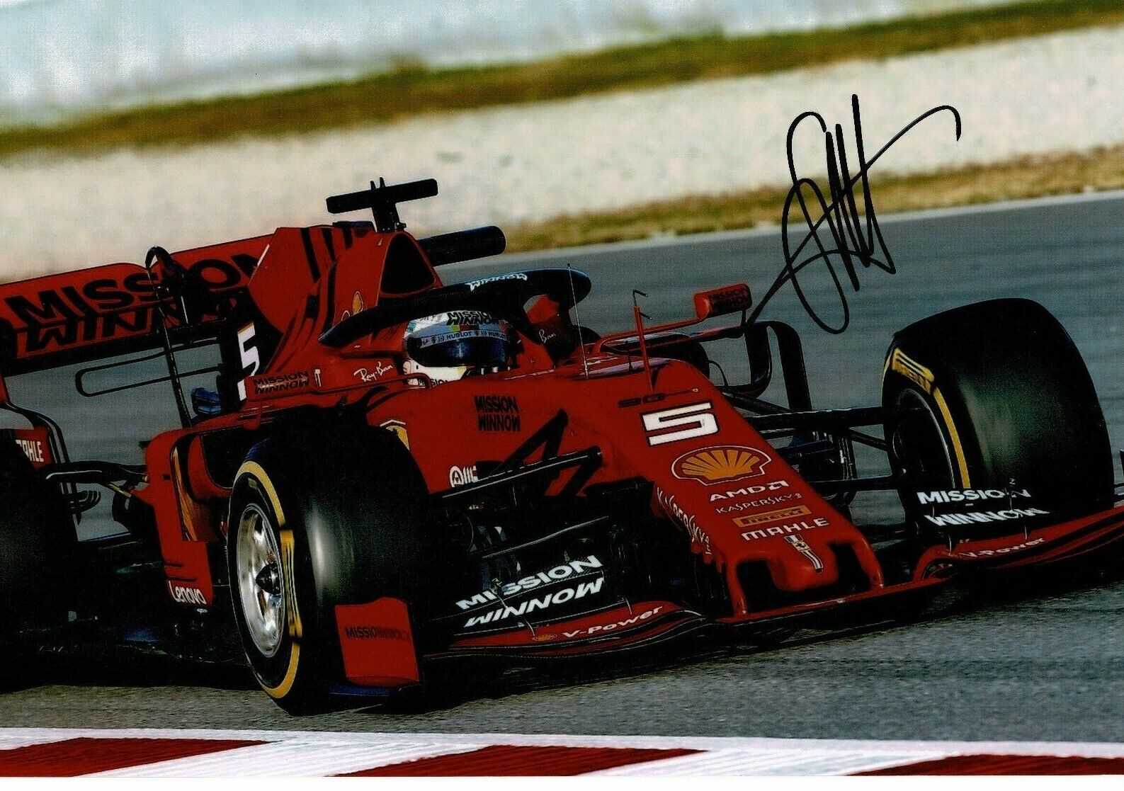 Sebastian Vettel Signed 12X8 Photo Poster painting FORMULA 1 Ferrari Genuine AFTAL COA (3546)