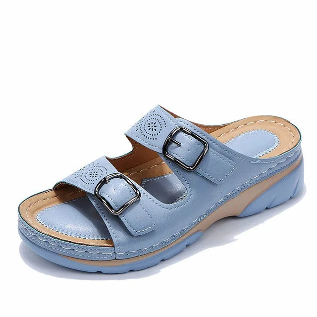 Breathable Orthopedic Adjustable Ladies Leather Sandals