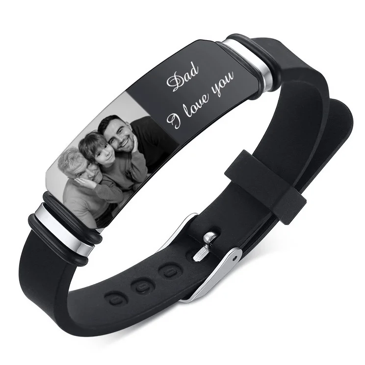 Photo Bracelet Custom Photo and Text Adjustable Bracelet for Men Women