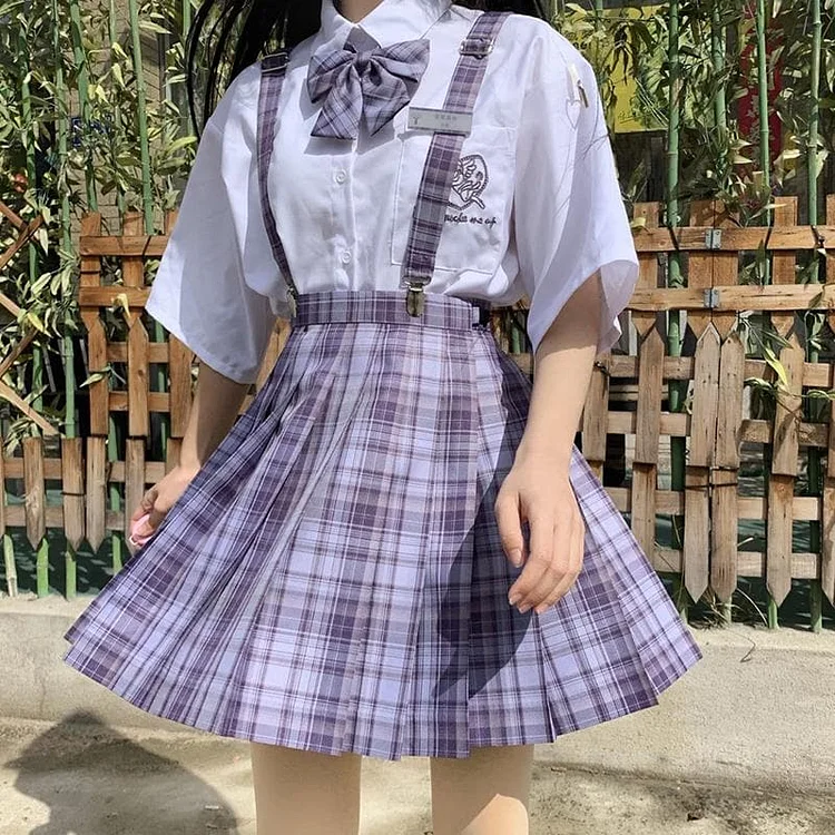 [Grape Soda] High Waist Pleated Skirts JK School Uniform SP15490