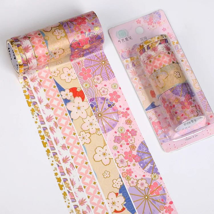 JOURNALSAY 6 Pcs/Set Chinese Style Bronzing Kawaii Journal Washi Tape