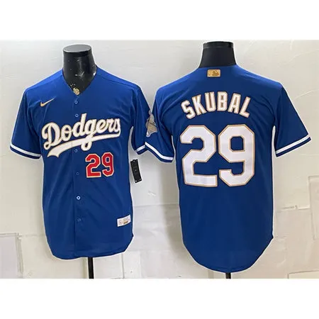 Men's Los Angeles Dodgers #29 Tarik Skubal Royal 2026 Gold Collection Stadium Jersey