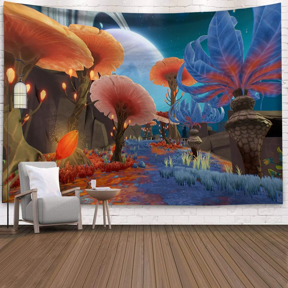 Hippy Psychedelic Dreamlike Mushroom Tapestry Home Bedroom Abstract Trippy Fairy Tale Wall Hanging Tapestry Decor Beach Towel