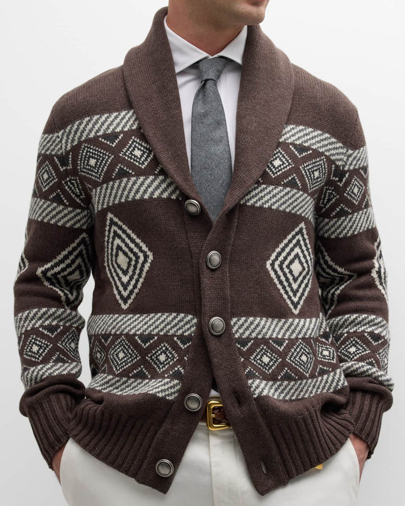 Men's Long Sleeve Knitted Sweater Jacket