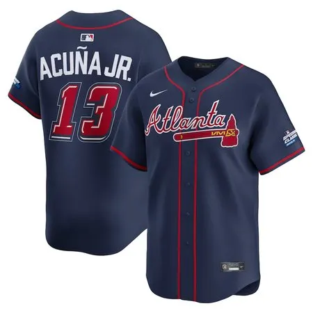 Men's Atlanta Braves #13 Ronald Acuna Jr.  Navy 2025 MLB Speedway Classic Alternate Limited Player Jersey