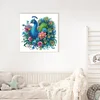 Paon et fleurs-partiel spécial diamant peinture-30 * 30cm