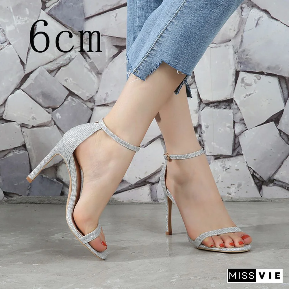 Women Sandals Shoes High Heels Leather Peep Toes Buckle Strap Woman Party Shoes Plus Size Spring Summer Fashion New