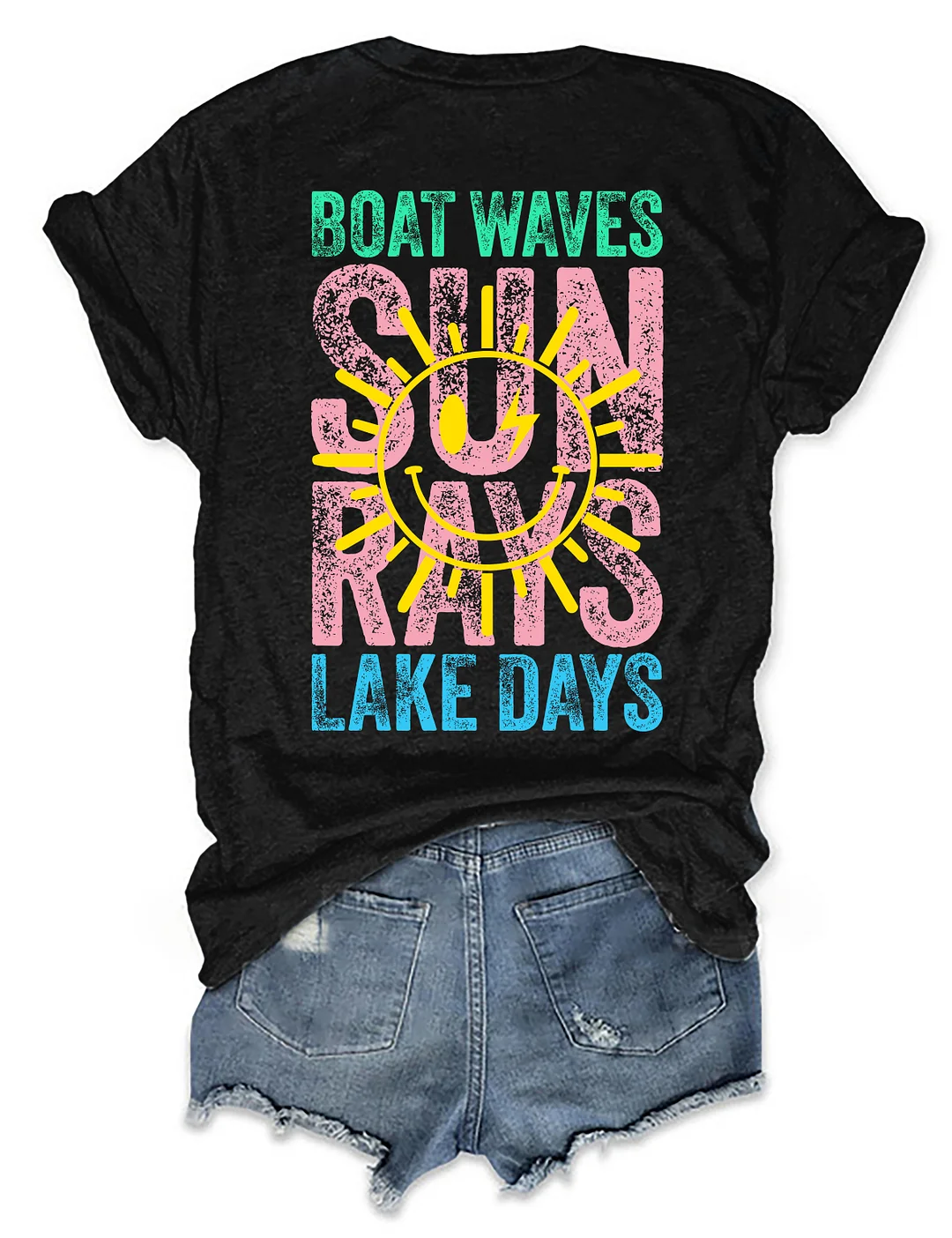Boat Waves Sun Rays Lake Days T-shirt