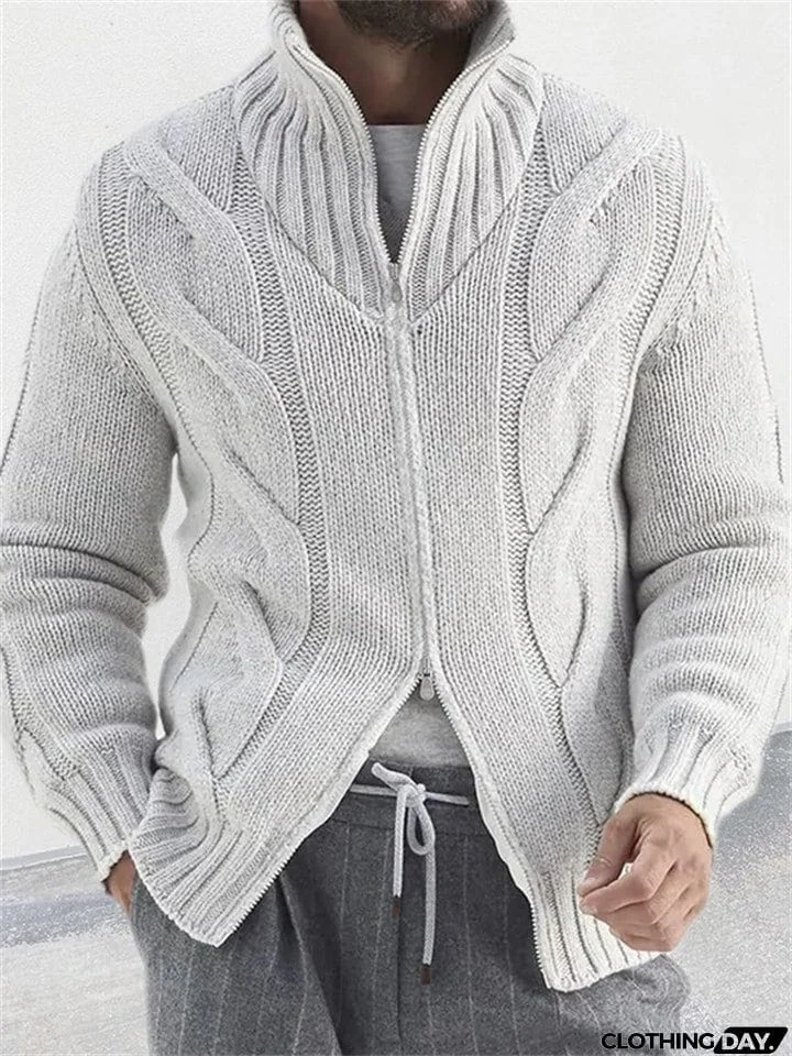 Men's Retro Knitted V Neck Long Sleeve Warm Sweater