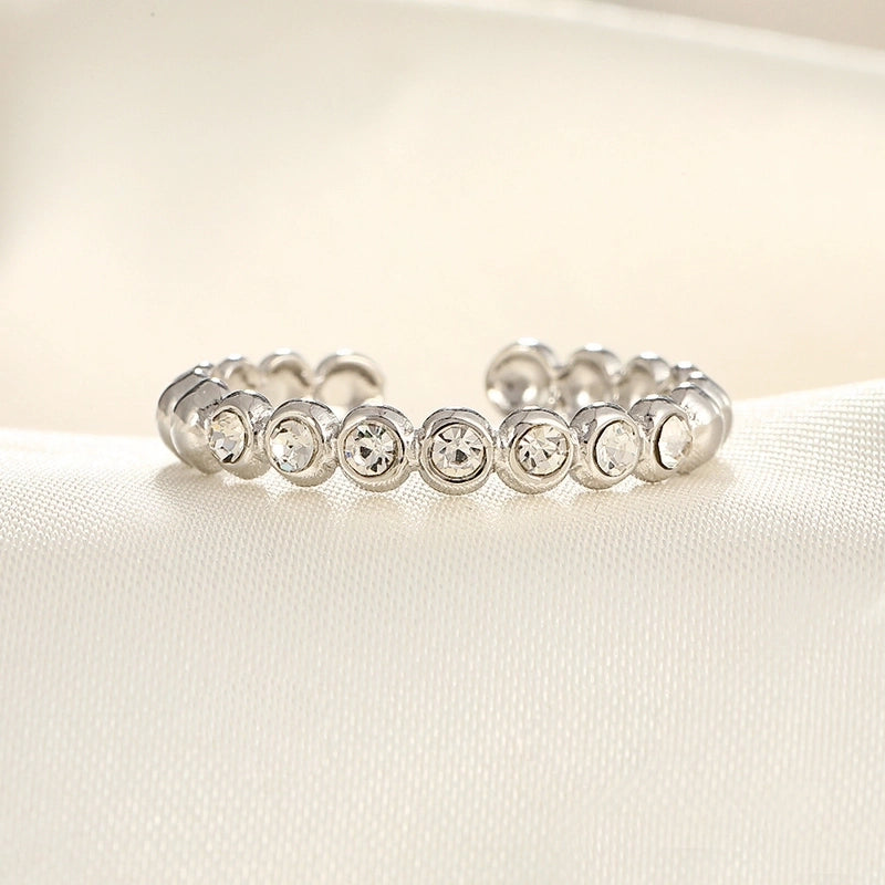 2 Pieces Modern Style Classic Style Geometric Leaf Heart Shape 304 Stainless Steel Zircon 18K Gold Plated Plating Open Rings