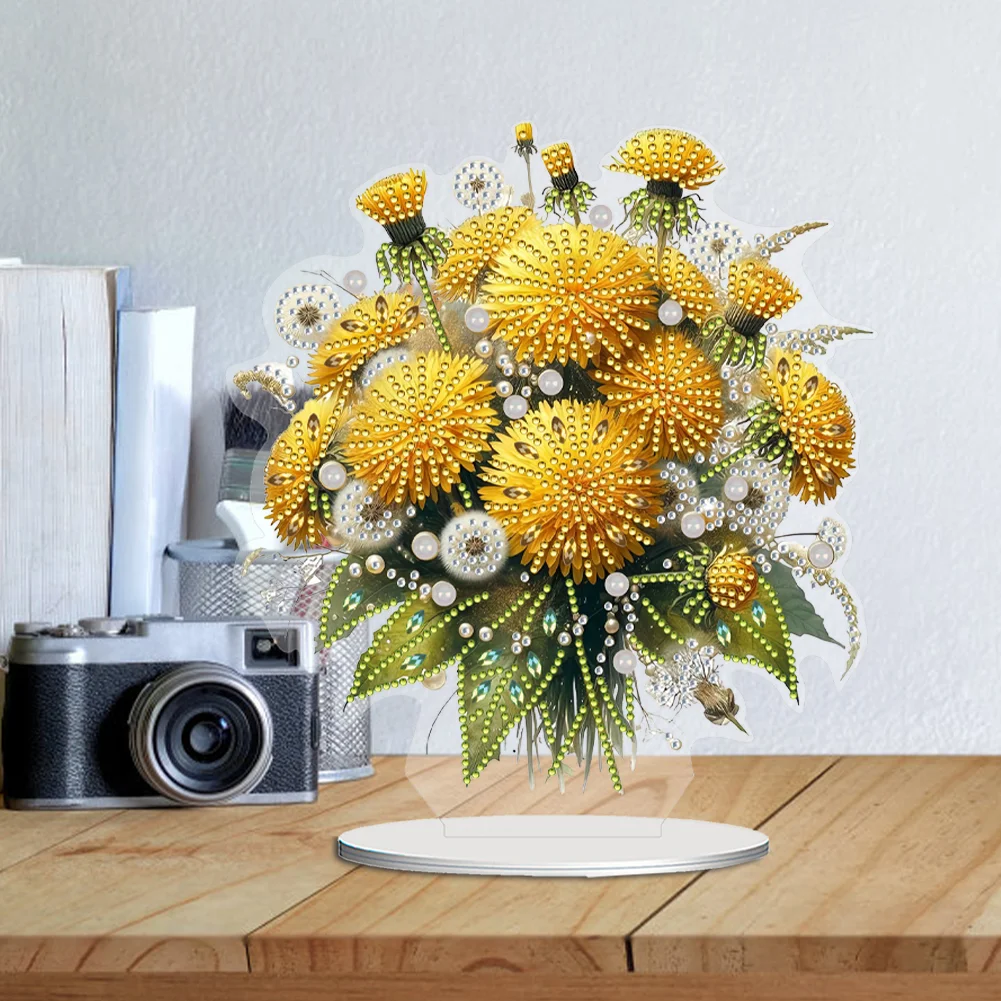 2D Flat Dandelion DIY Desktop Diamond Art Kits Bedroom Table Decoration