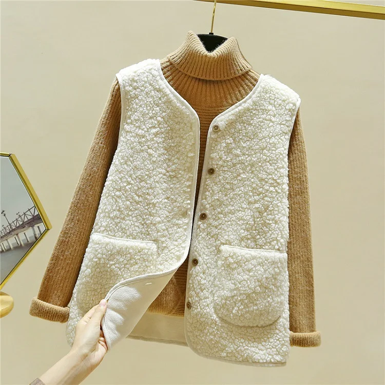 Athvotar Athvotar Plush Vest Women 2025 Autumn And Winter Short Korean Version Of The Fur Coat
