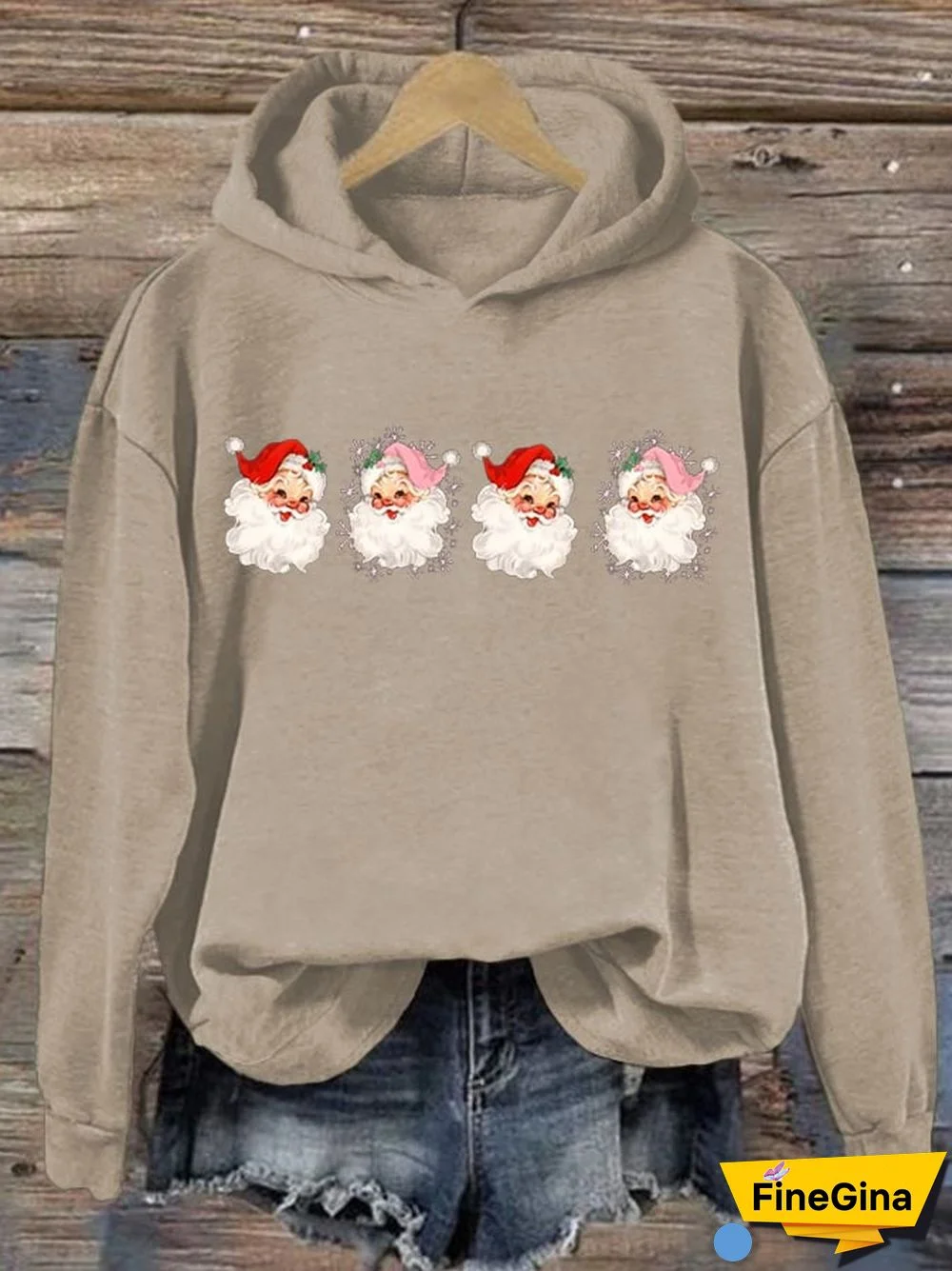 Women's Santa Print Hoodie