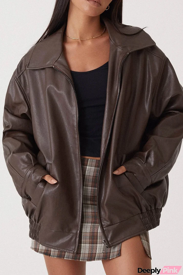 Retro Solid PU Jacket