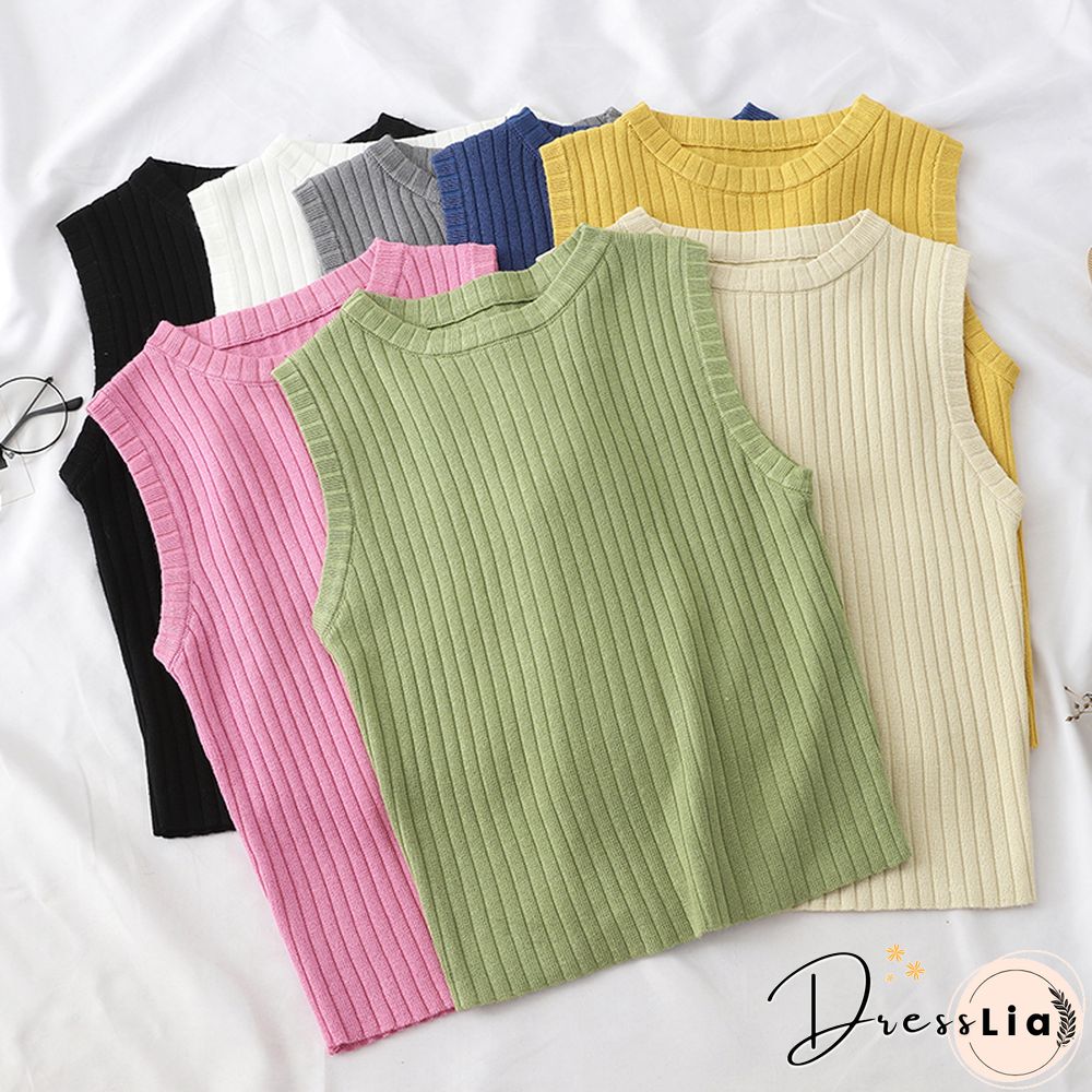 Heliar Plain Pink Knitted Tops Women Tank Tops Strapless Solid Vest For Women Vest Tops Summer Tank Tops