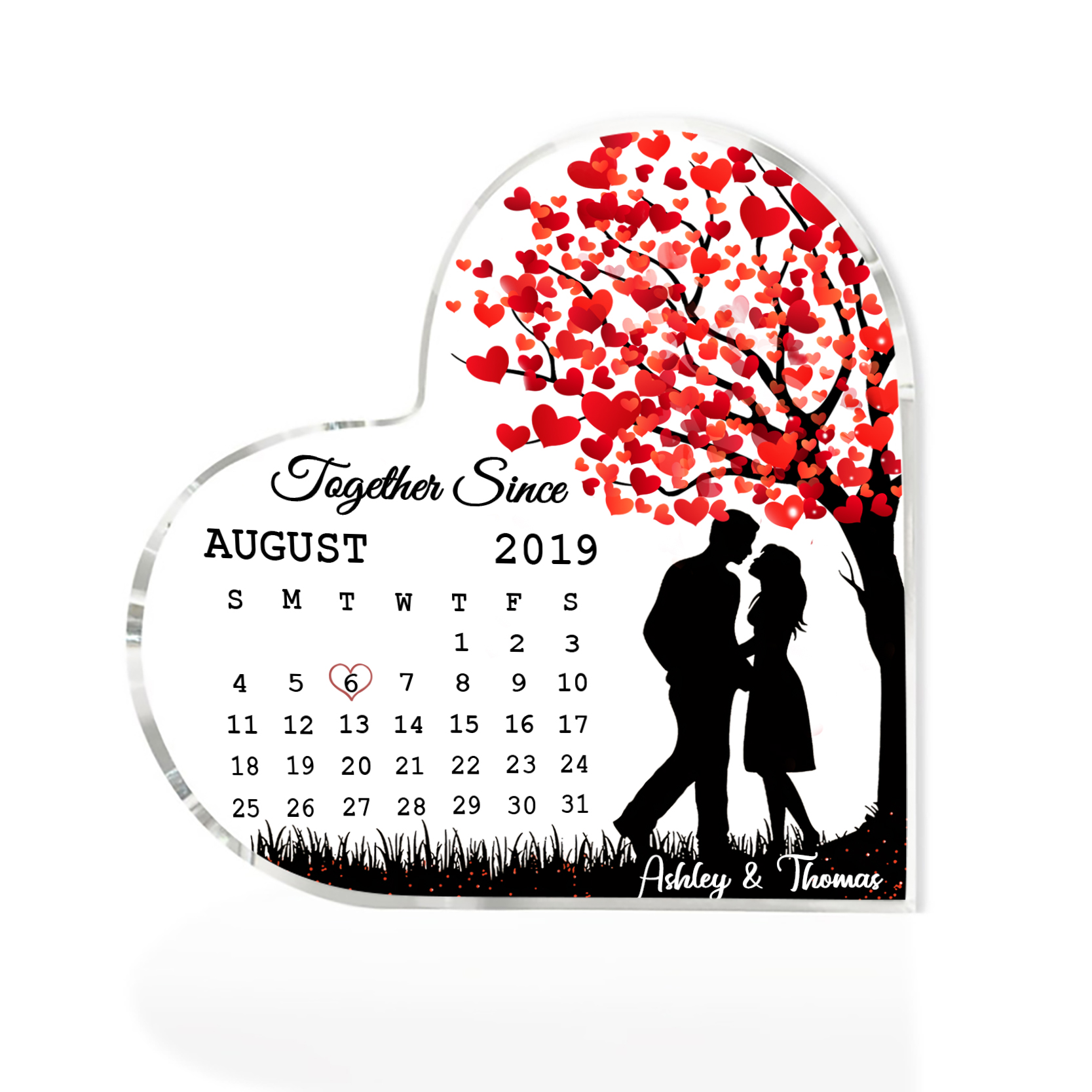 Personalised Couple Acrylic Heart Keepsake Custom 2 Names & Date & Text Ornament Valentine's Day Gift For Him/Her-Jessemade AU
