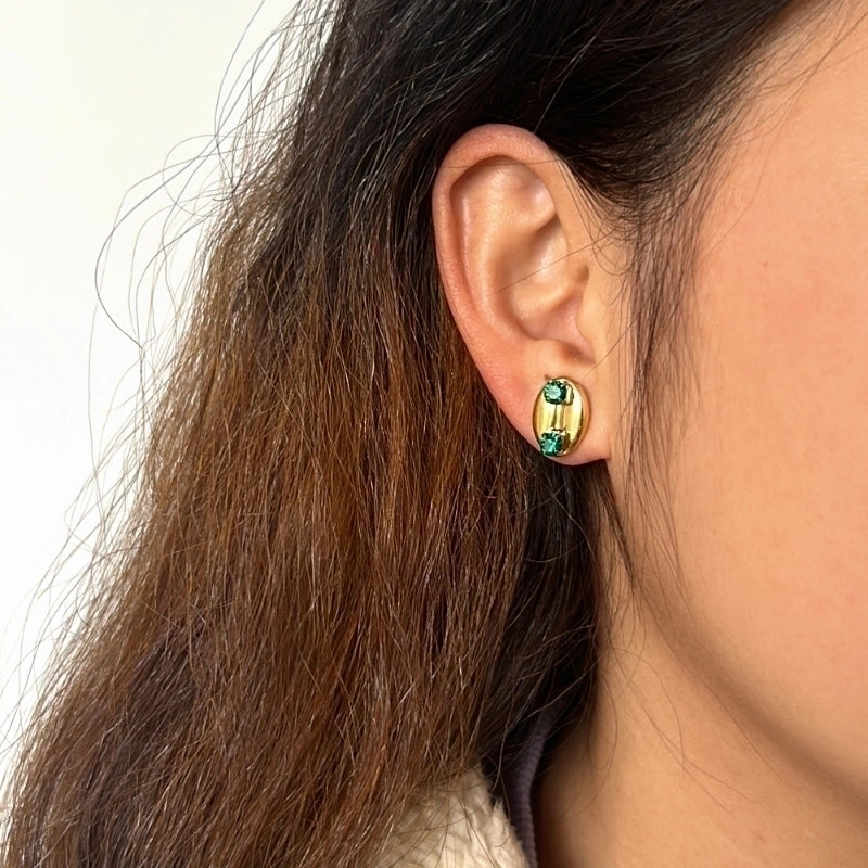 1 Pair Minimalist Classic Style Solid Color Plating Inlay 304 Stainless Steel Rhinestones 18K Gold Plated Ear Studs