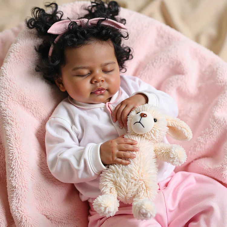 20" Handmade Lifelike Reborn African American Newborn Baby Sleeping Girl Pazin