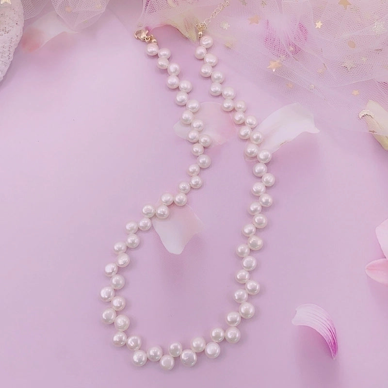 Alloy Freshwater Pearl Copper Fashion Solid Color Irregular Necklace