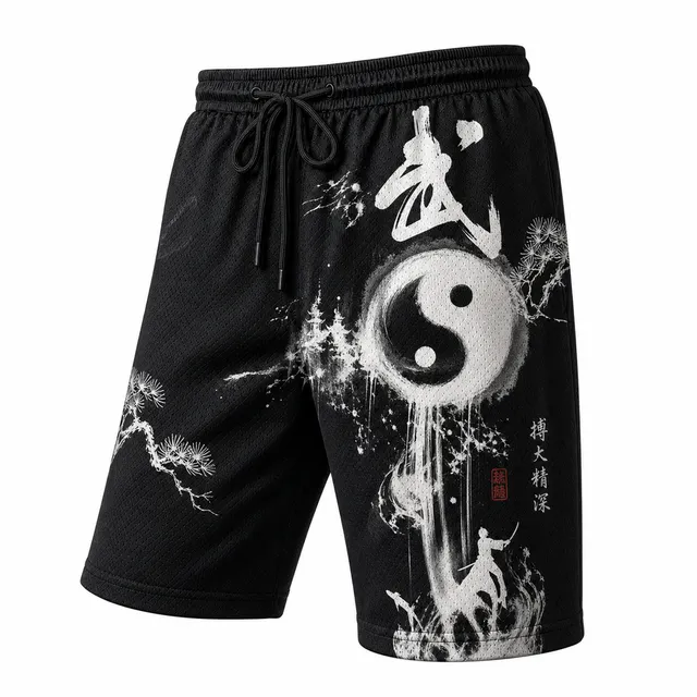 Techwear Japanese Shiba Crest Athletic Shorts