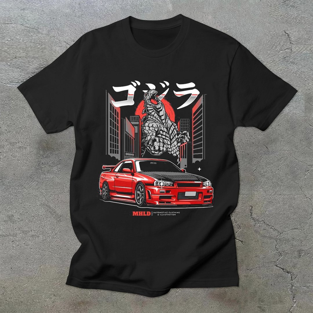 Trendy casual retro print short-sleeved T-shirt