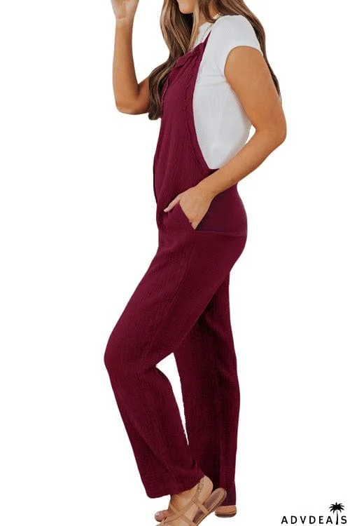 Fashion Casual Solid Pockets Slim Jumpsuit