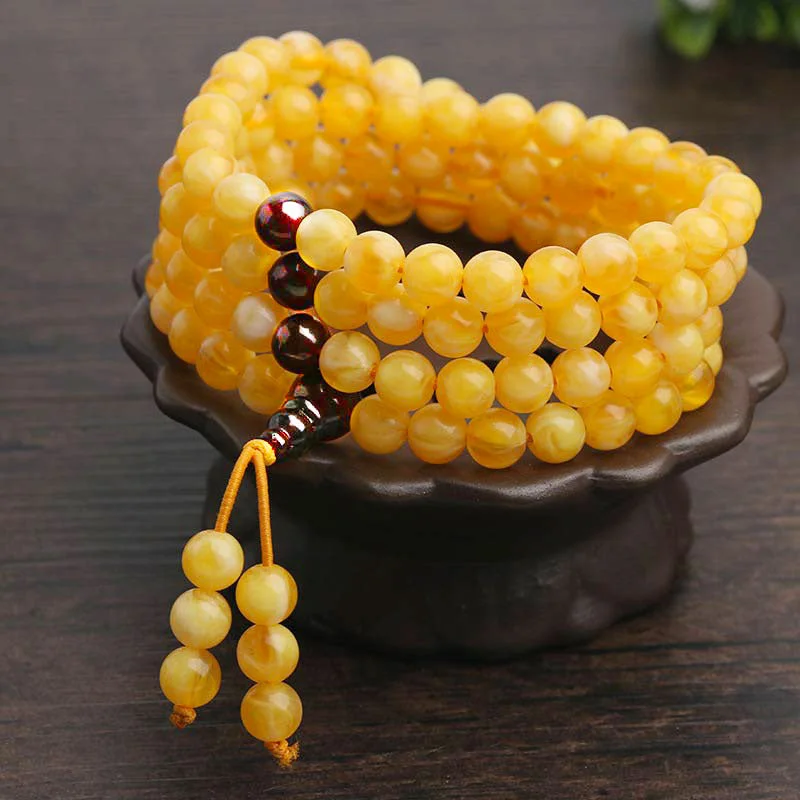 Natural Amber Red Agate 108 Beads Balance Bracelet Mala