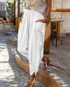 High Waist Solid Color Easy Trousers Long Pants