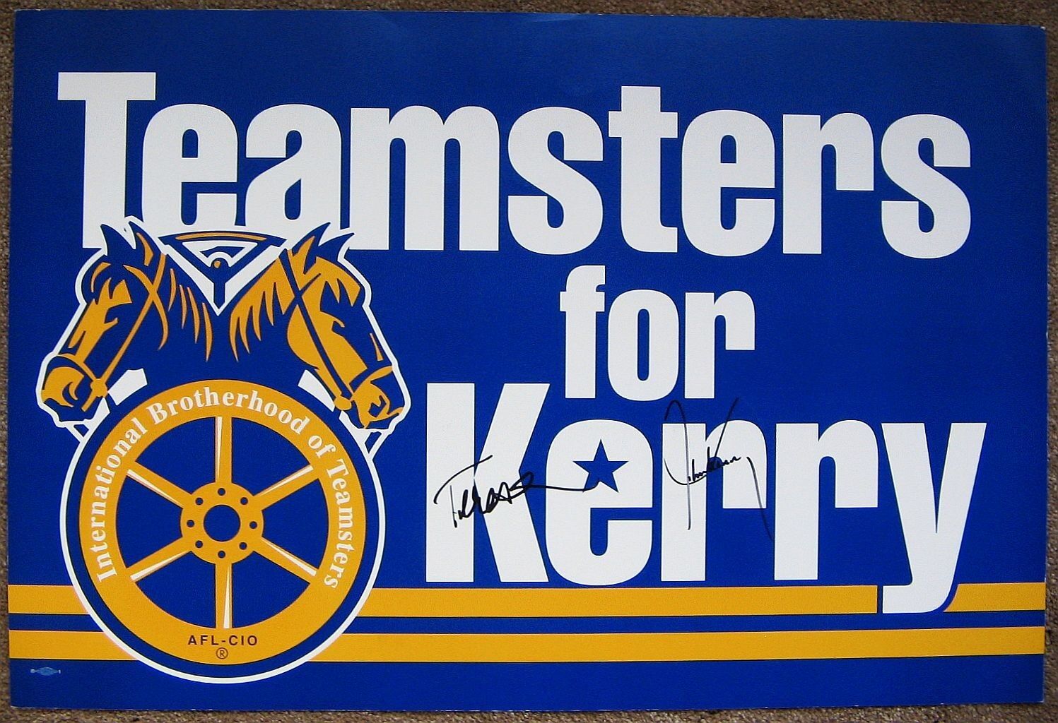 Signed JOHN & TERESA KERRY Campaign POSTER In-Person 2004 President Autograph