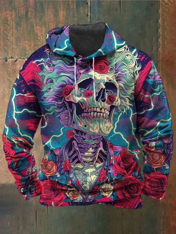 Unisex Skull Print Heavyweight Hoodies