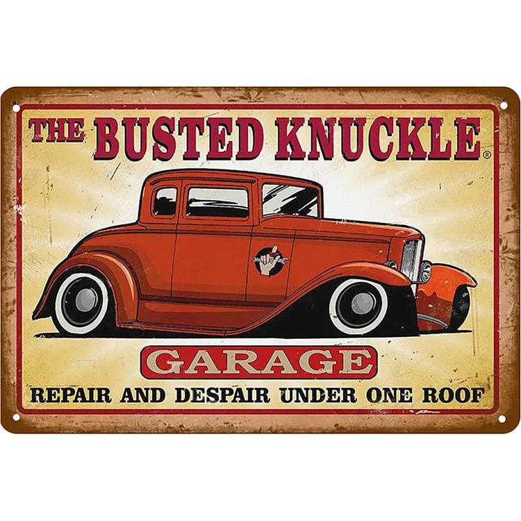 The Busted Knuckle GARAGE - Vintage Tin Signs/Wooden Signs - 7.9x11.8in & 11.8x15.7in