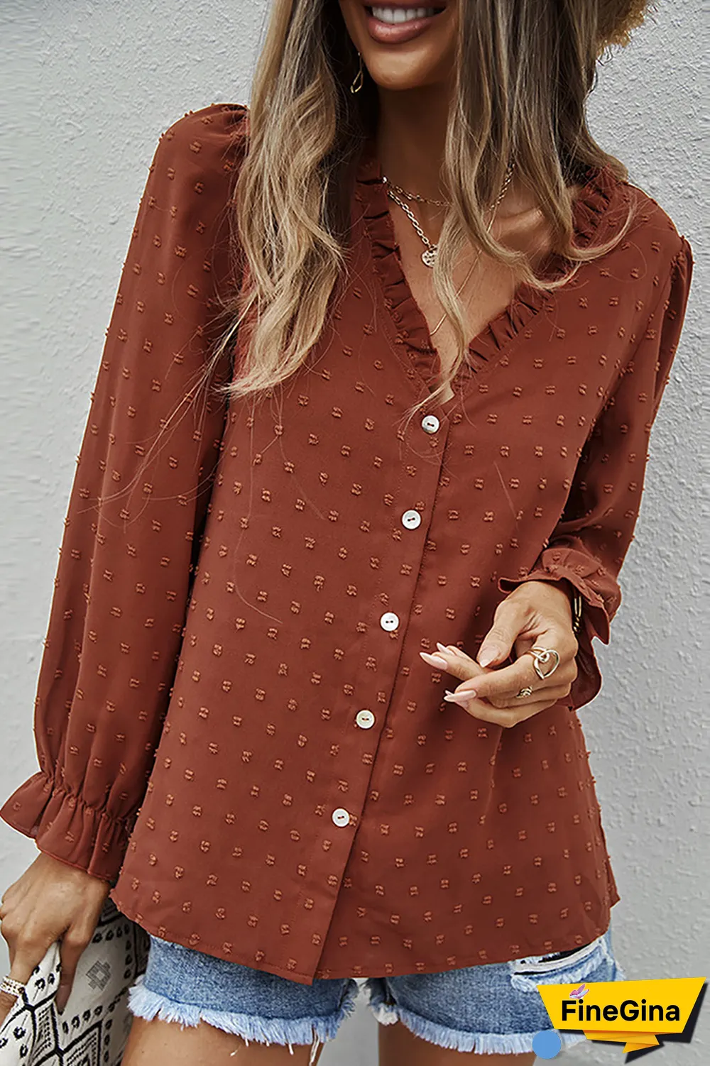 Casual Solid Patchwork V Neck Tops(4 colors)