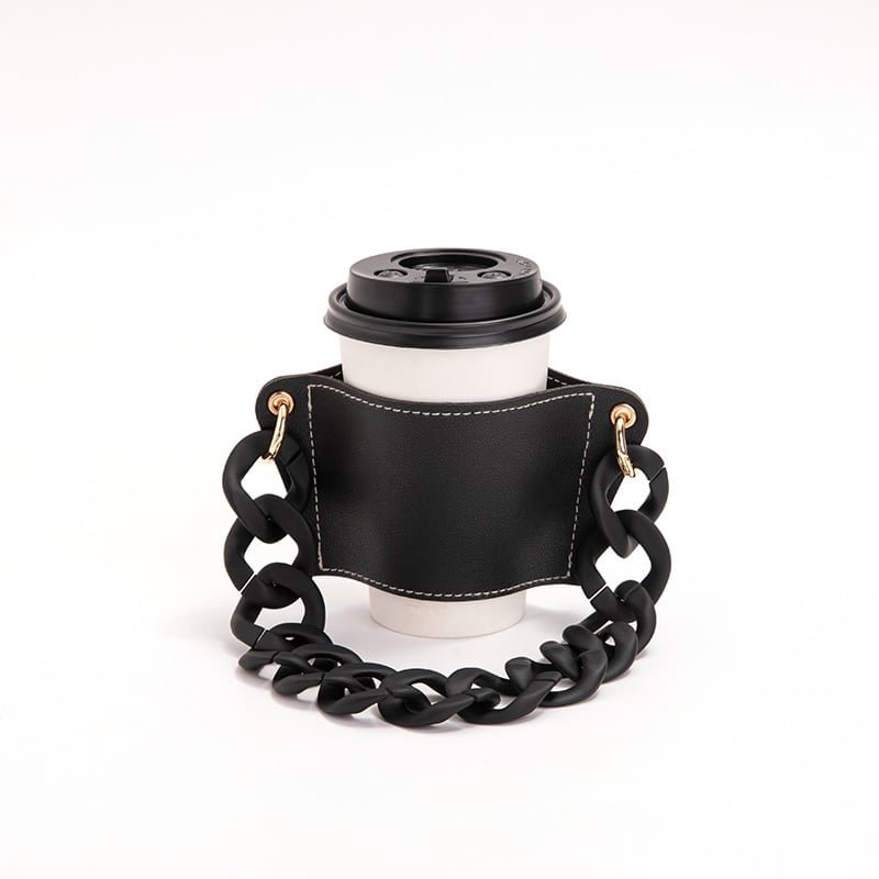 💟Black Friday Sale💟Reusable Leather & Stylish Chain Cup Coffee Sleeve