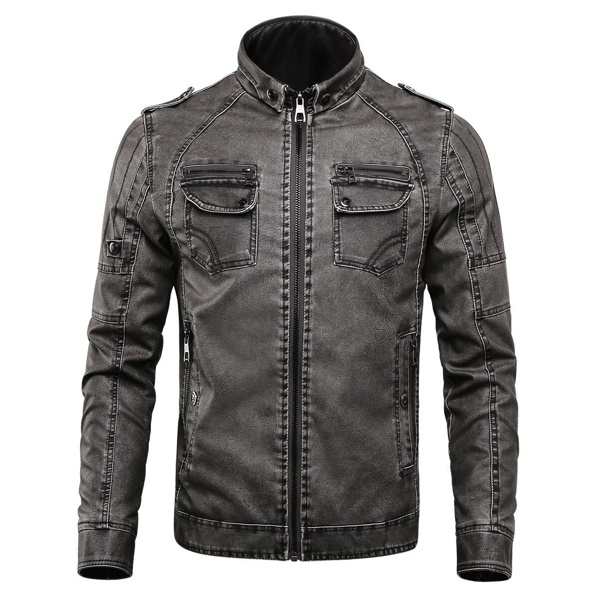 winter Mens Hot Sale Jackets Casual Tide Male Outwear Fleece Thick Warm Retro Distressed Jacket Mens Pu Leather Baseball Coats