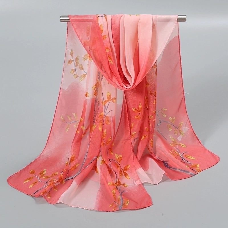 Women’s Sweet Flower Chiffon Printing Silk Scarf